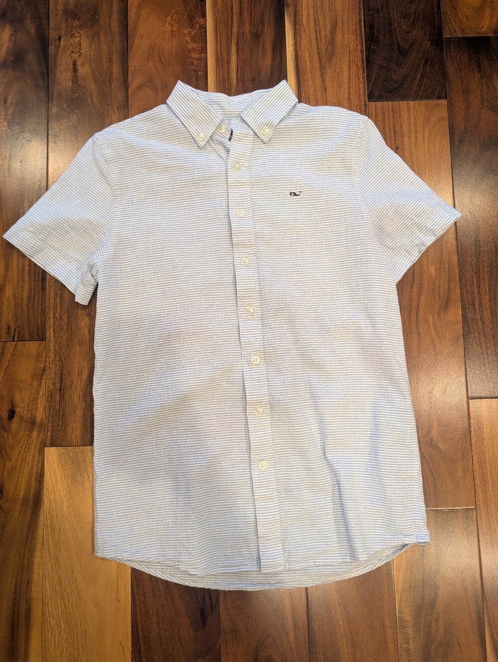 Vineyard Vines Light Blue & White Striped Short-Sleeve Button-Down - Boys L (16)